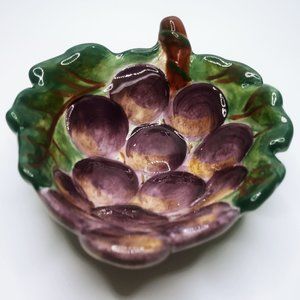 Ceramic Venetian Hand Painted Grape Bowl Fruit Bowl Candy Dish Marked